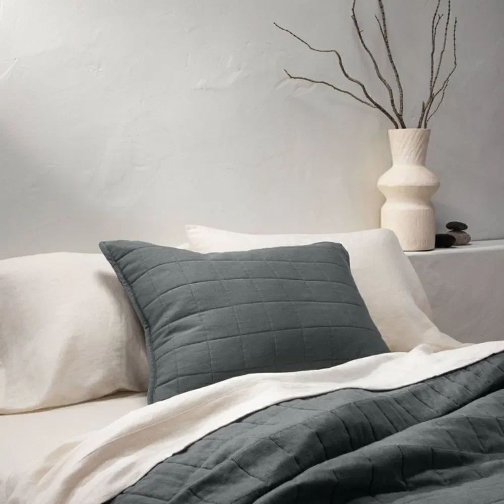 Casaluna Heavyweight Linen Blend Quilt Pillow Sham - Casaluna grey